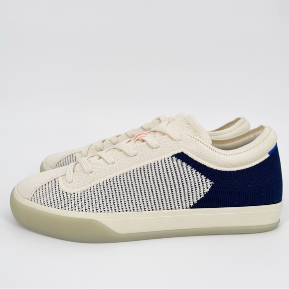 Rothy’s The Lace Up Sneakers Classic Navy & Off White Cream - Picture 3 of 5